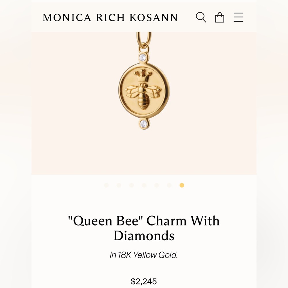 Monica Rich Kosann 18k Gold 'Queen Bee' Charm with Diamonds and Chain